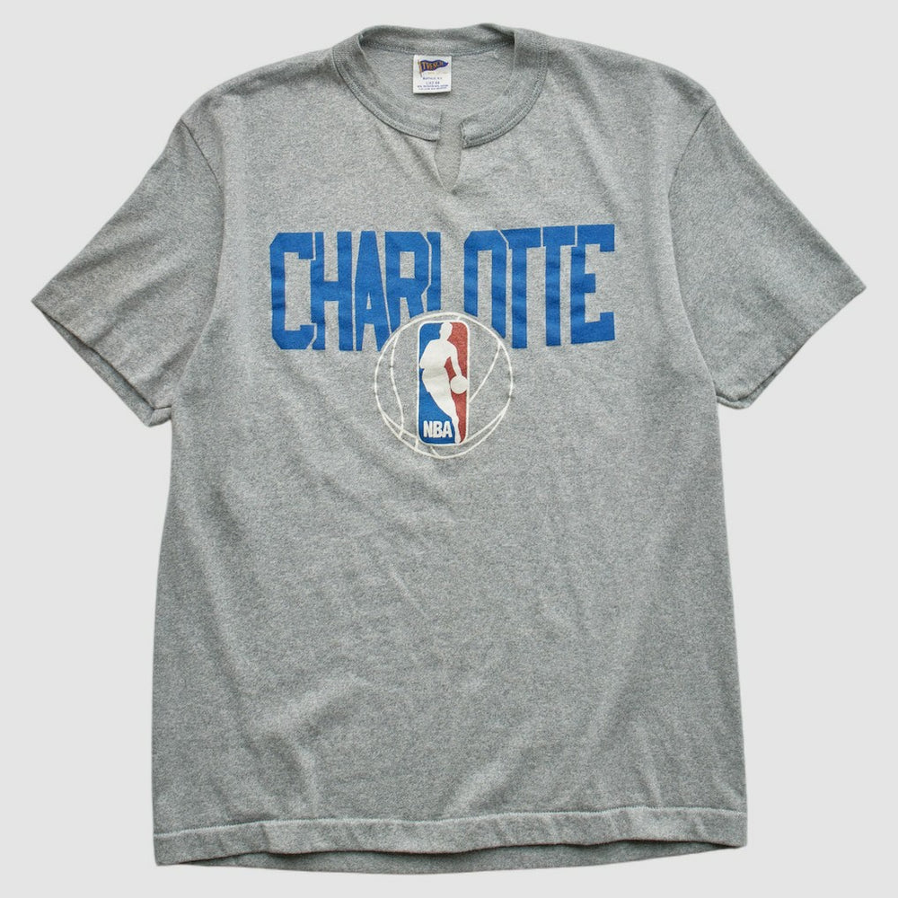 Charlotte Hornets Trench 90s T-shirt Heather Gray Vintage - Vintage
