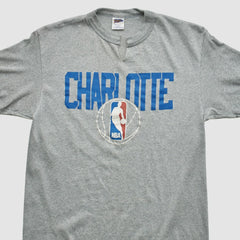 Charlotte Hornets Trench 90s T-shirt Heather Gray Vintage - Vintage