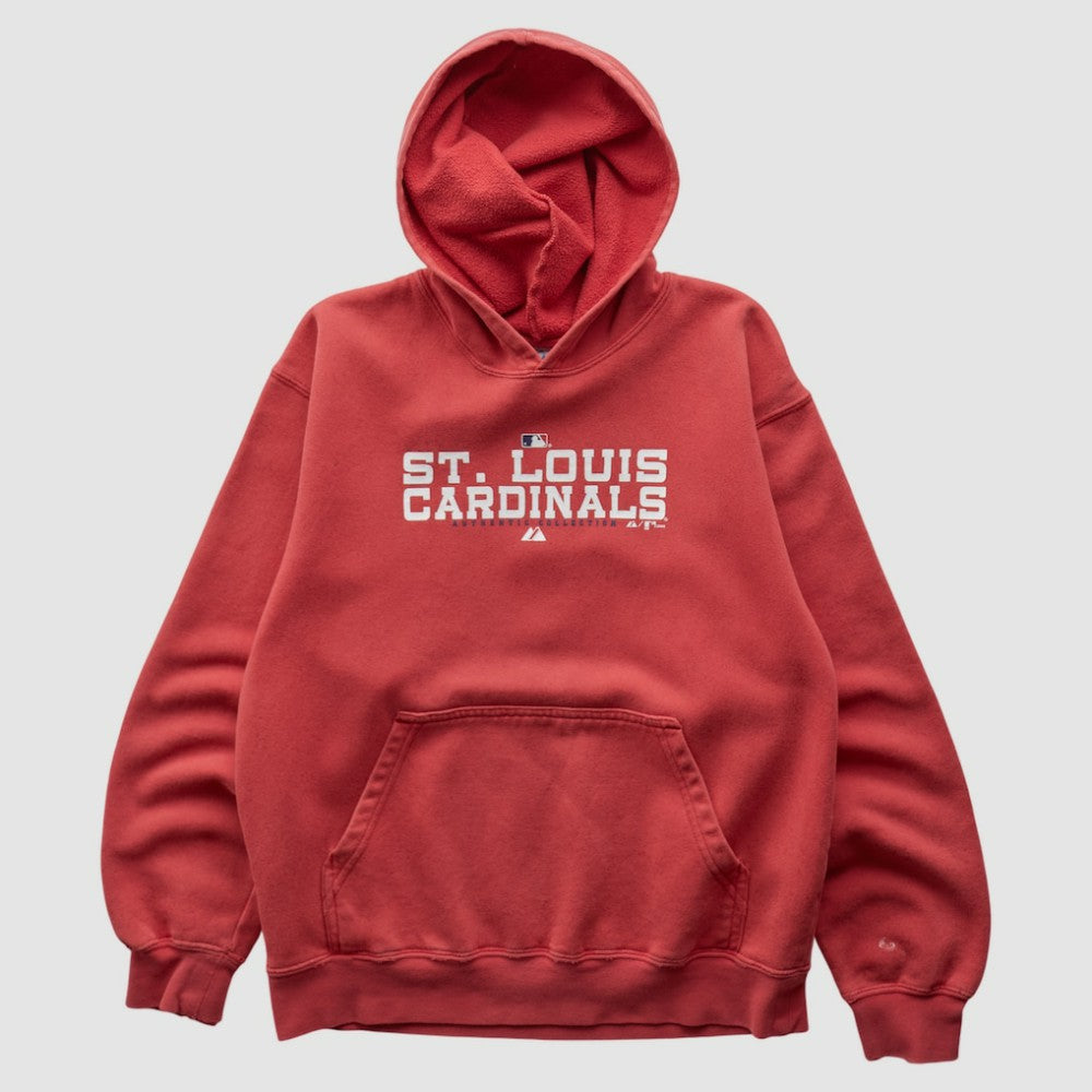 St. Louis Cardinals Majestic 2000s Hooded Pullover Sweatshirt - Red - XXVintage Pullover