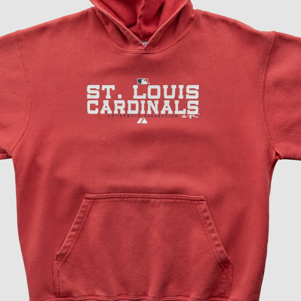 St. Louis Cardinals Majestic 2000s Hooded Pullover Sweatshirt - Red - XXVintage Pullover