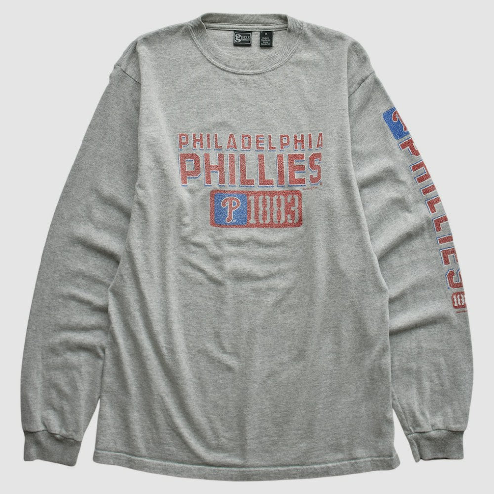 Philadelphia Phillies Gear For Sports 2000s Long Sleeve T-shirt - Heather Gray - Vintage T-shirts