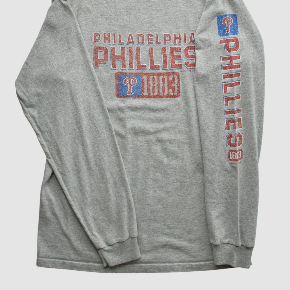 Philadelphia Phillies Gear For Sports 2000s Long Sleeve T-shirt - Heather Gray - Vintage T-shirts