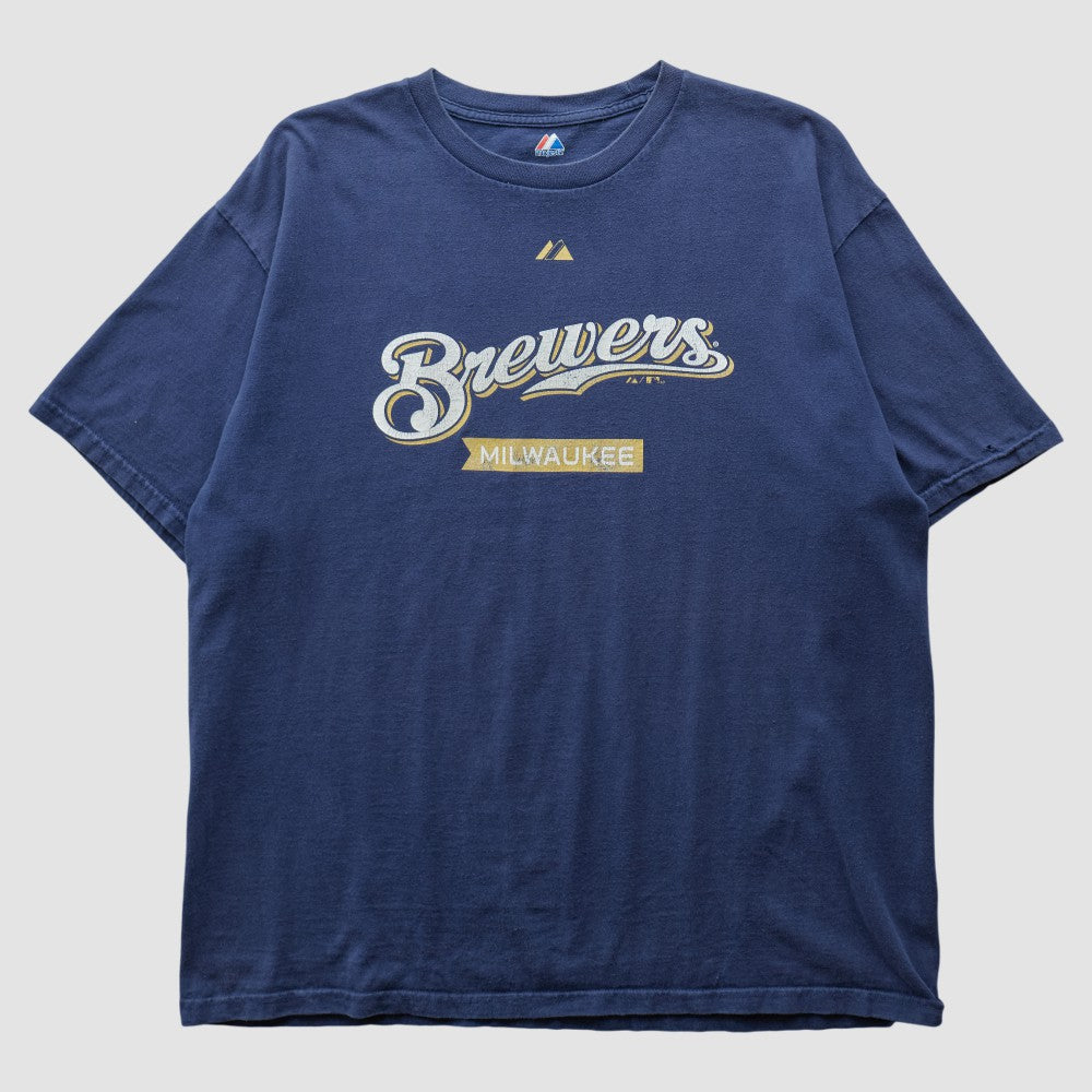Milwaukee Brewers Majestic 2010 T-shirt - Navy - XVintage T-shirts