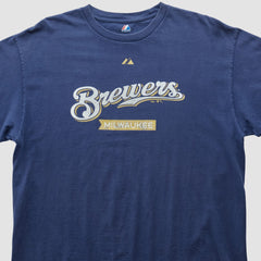 Milwaukee Brewers Majestic 2010 T-shirt - Navy - XVintage T-shirts