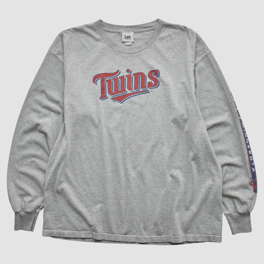 Minnesota Twins Lee Apparel 2000s Long Sleeve T-shirt - Heather Gray - Vintage T-shirts