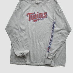 Minnesota Twins Lee Apparel 2000s Long Sleeve T-shirt - Heather Gray - Vintage T-shirts