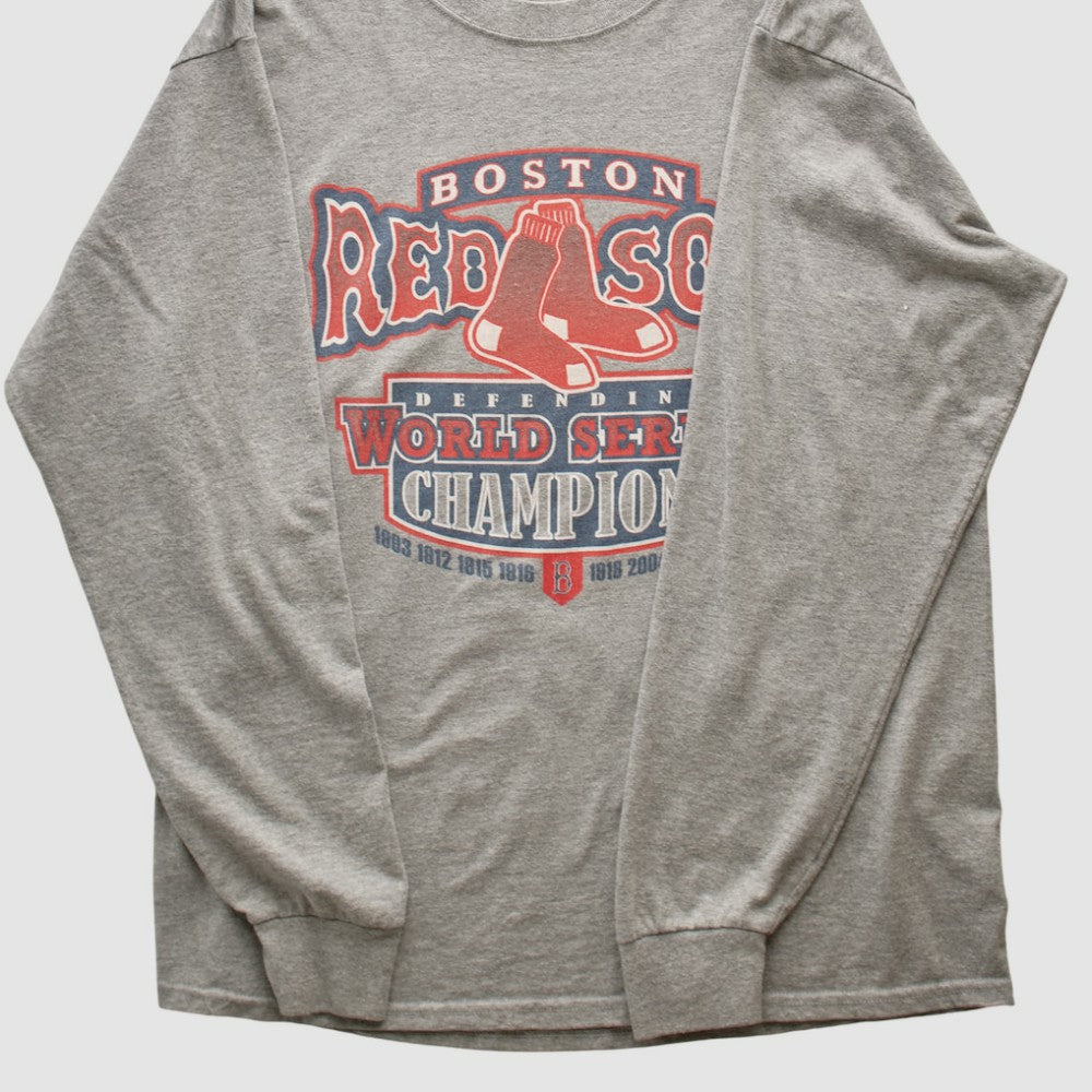 Boston Red Sox 2013 Long Sleeve T-shirt - Heather Gray - Vintage T-shirts