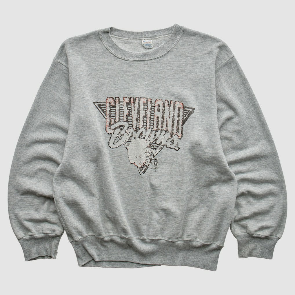 Cleveland Browns Champion 90s Pullover Sweatshirt - Heather Gray Pullover