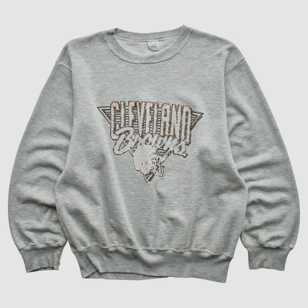 Cleveland Browns Champion 90s Pullover Sweatshirt - Heather Gray Pullover