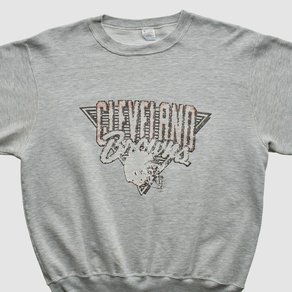 Cleveland Browns Champion 90s Pullover Sweatshirt - Heather Gray Pullover