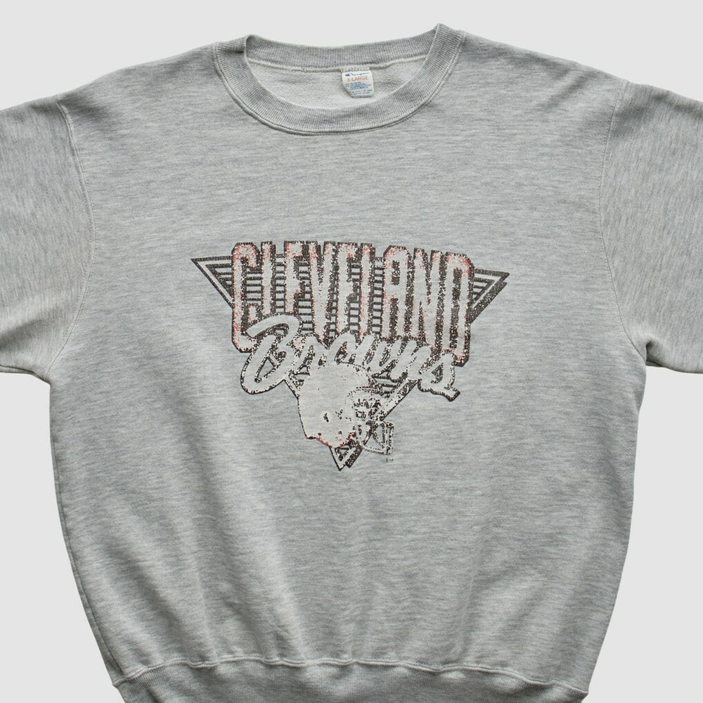 Cleveland Browns Champion 90s Pullover Sweatshirt - Heather Gray Pullover