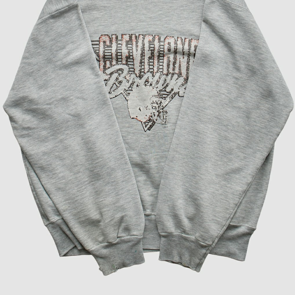 Cleveland Browns Champion 90s Pullover Sweatshirt - Heather Gray Pullover