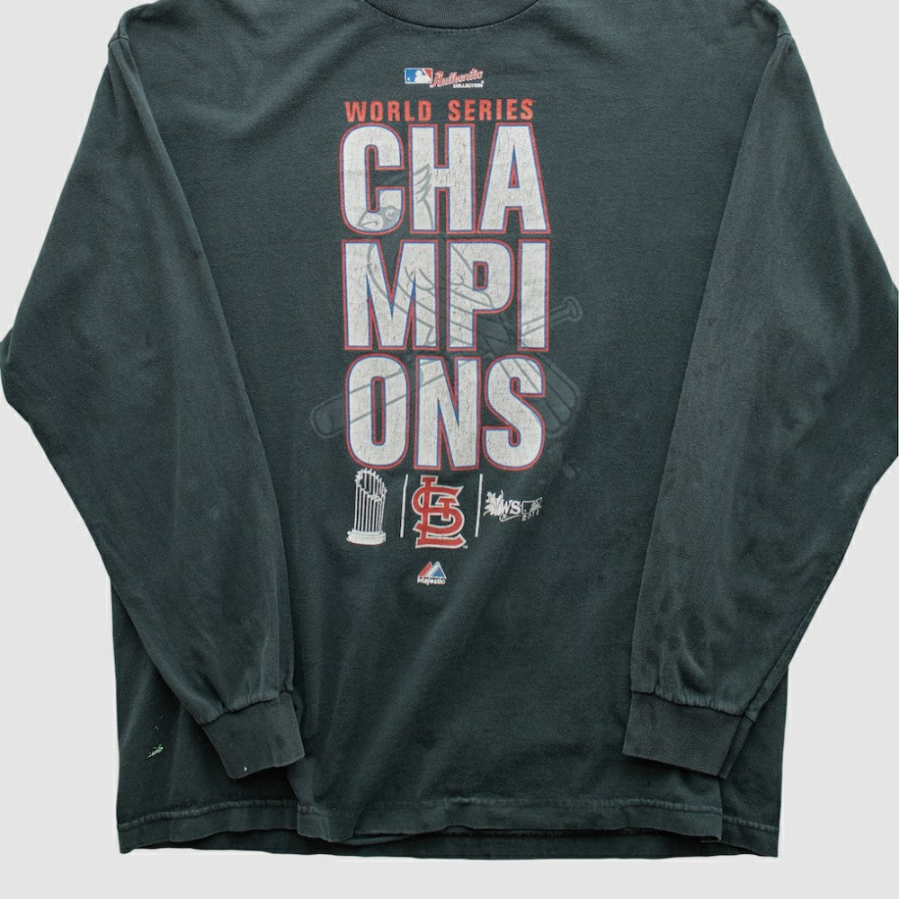 St. Louis Cardinals 2011 Long Sleeve T-shirt - Charcoal - Vintage T-shirts