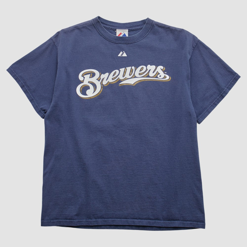 Milwaukee Brewers Majestic 2008 T-shirt - Navy - Vintage T-shirts