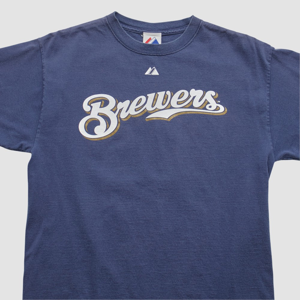 Milwaukee Brewers Majestic 2008 T-shirt - Navy - Vintage T-shirts