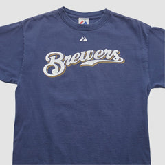 Milwaukee Brewers Majestic 2008 T-shirt - Navy - Vintage T-shirts