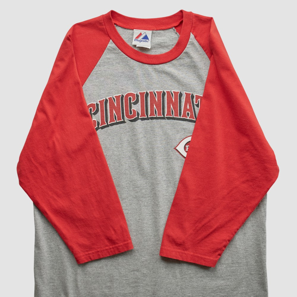 Cincinnati Reds Majestic 2000s T-shirt - Heather Gray - Vintage T-shirts
