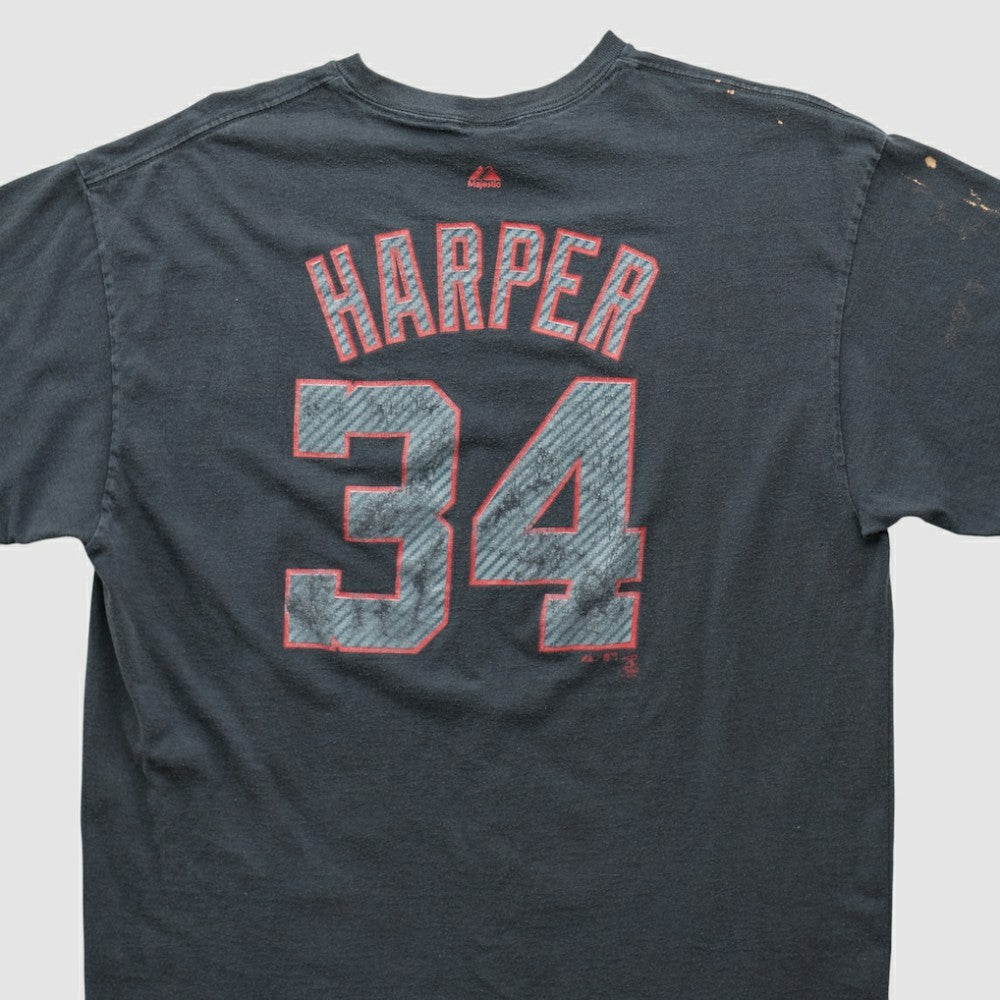 Washington Nationals Majestic 2010s T-shirt - Charcoal - Vintage T-shirts