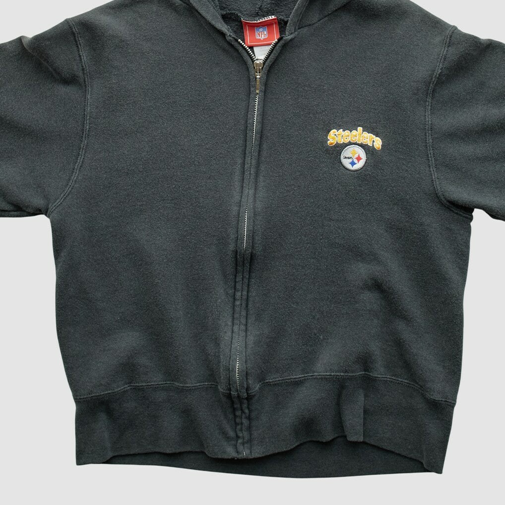 Pittsburgh Steelers NFL 2000s Hooded Full Zip Sweatshirt - Black Sweatshirts