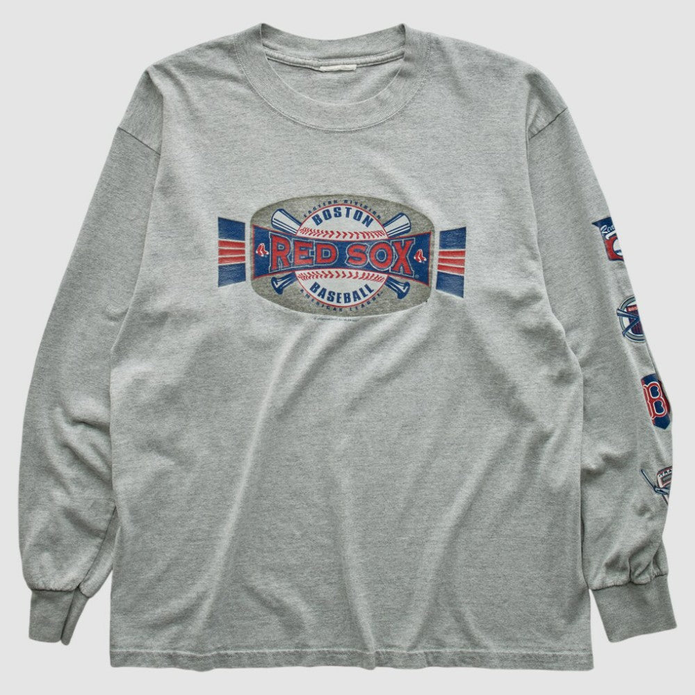 Boston Red Sox 2001 Long Sleeve T-shirt - Heather Gray - Vintage T-shirts