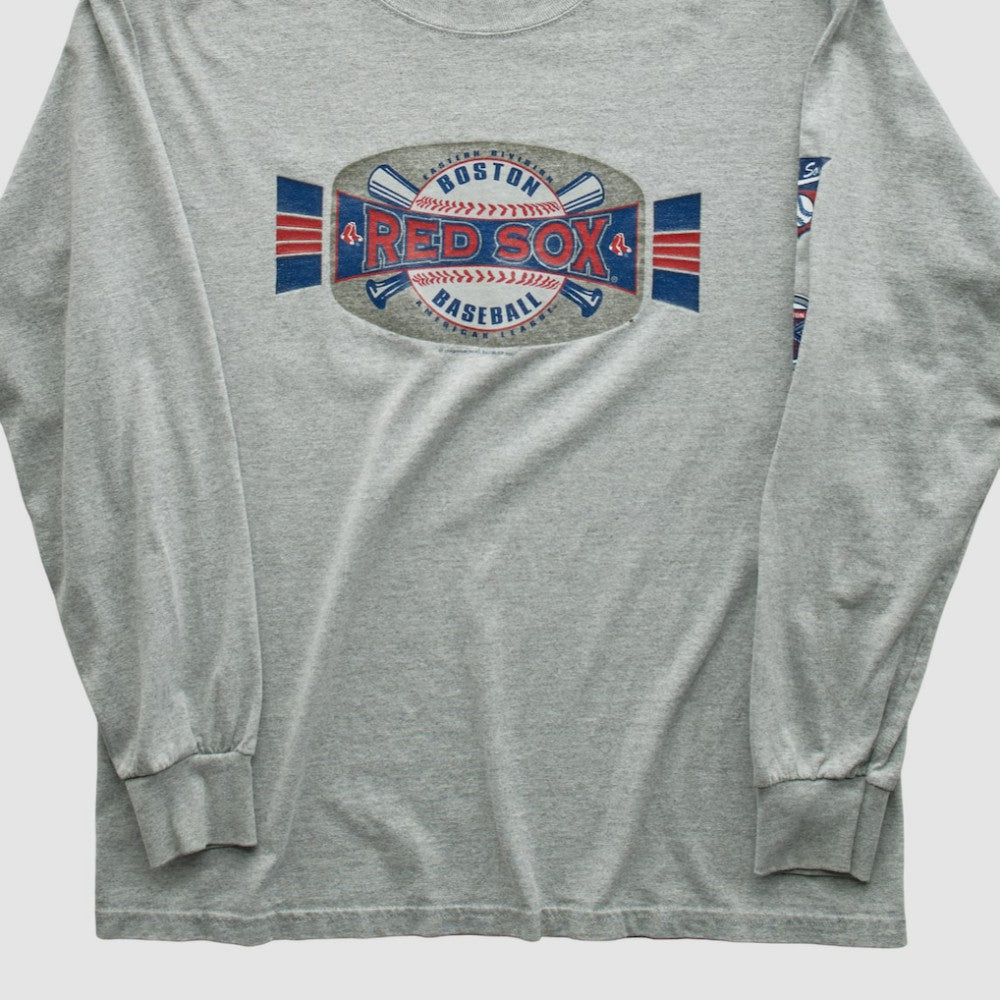 Boston Red Sox 2001 Long Sleeve T-shirt - Heather Gray - Vintage T-shirts