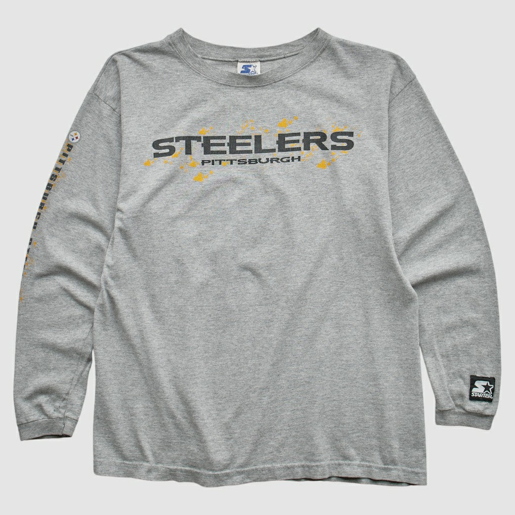 Pittsburgh Steelers Starter 90s Long Sleeve T-shirt - Heather Gray T-shirts