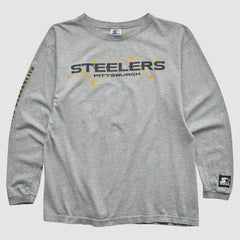 Pittsburgh Steelers Starter 90s Long Sleeve T-shirt - Heather Gray T-shirts