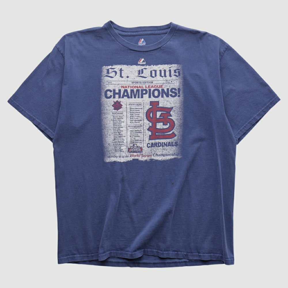 St. Louis Cardinals Majestic 2011 T-shirt - Navy - XVintage T-shirts