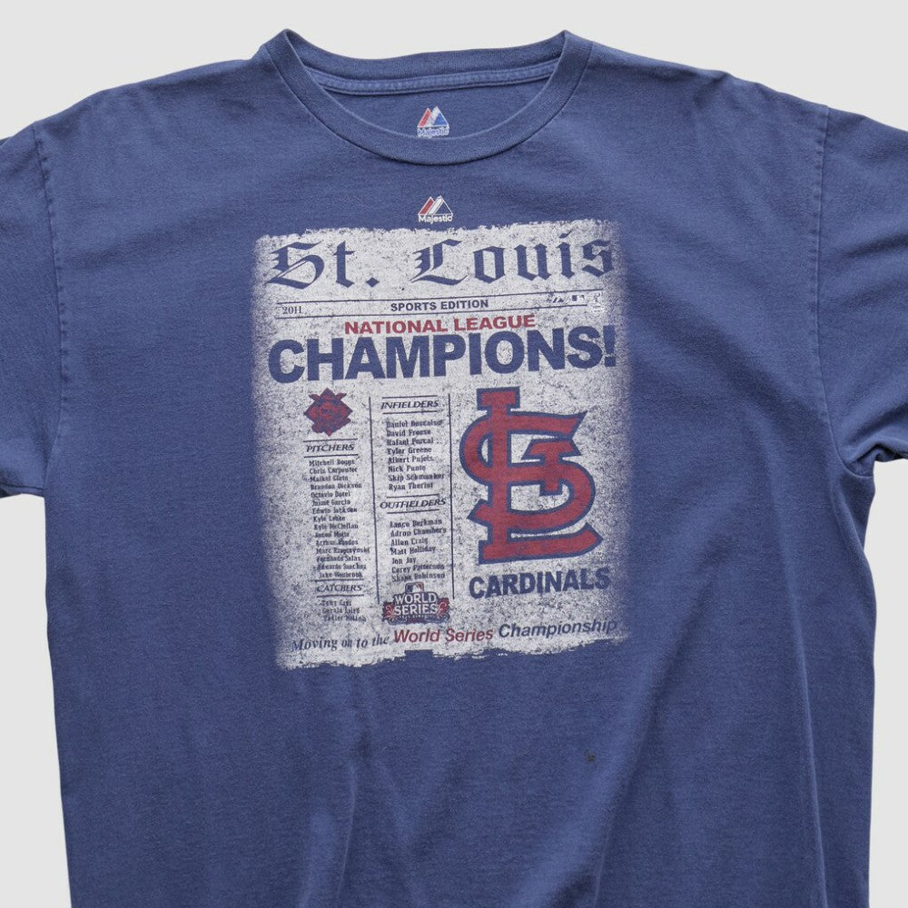 St. Louis Cardinals Majestic 2011 T-shirt - Navy - XVintage T-shirts