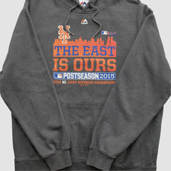 New York Mets Majestic 2015 Hooded Pullover Sweatshirt - Dark Heather Gray - XVintage Pullover