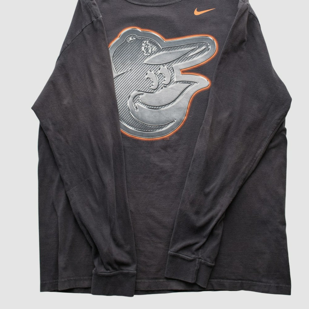 Baltimore Orioles Nike 2010s Long Sleeve T-shirt - Black - Vintage T-shirts