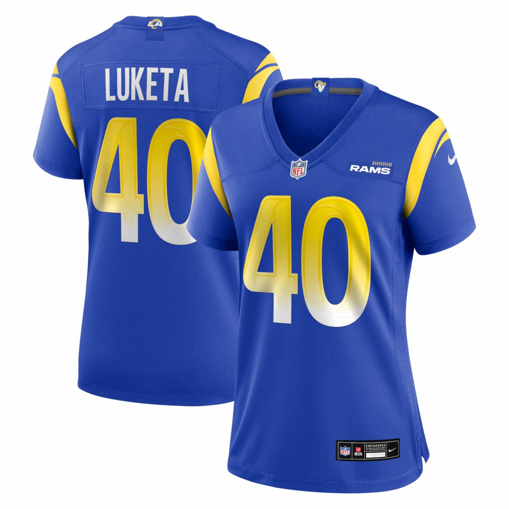 Jesse Luketa Los Angeles Rams Women's Team Game Jersey - Royal Jerseys
