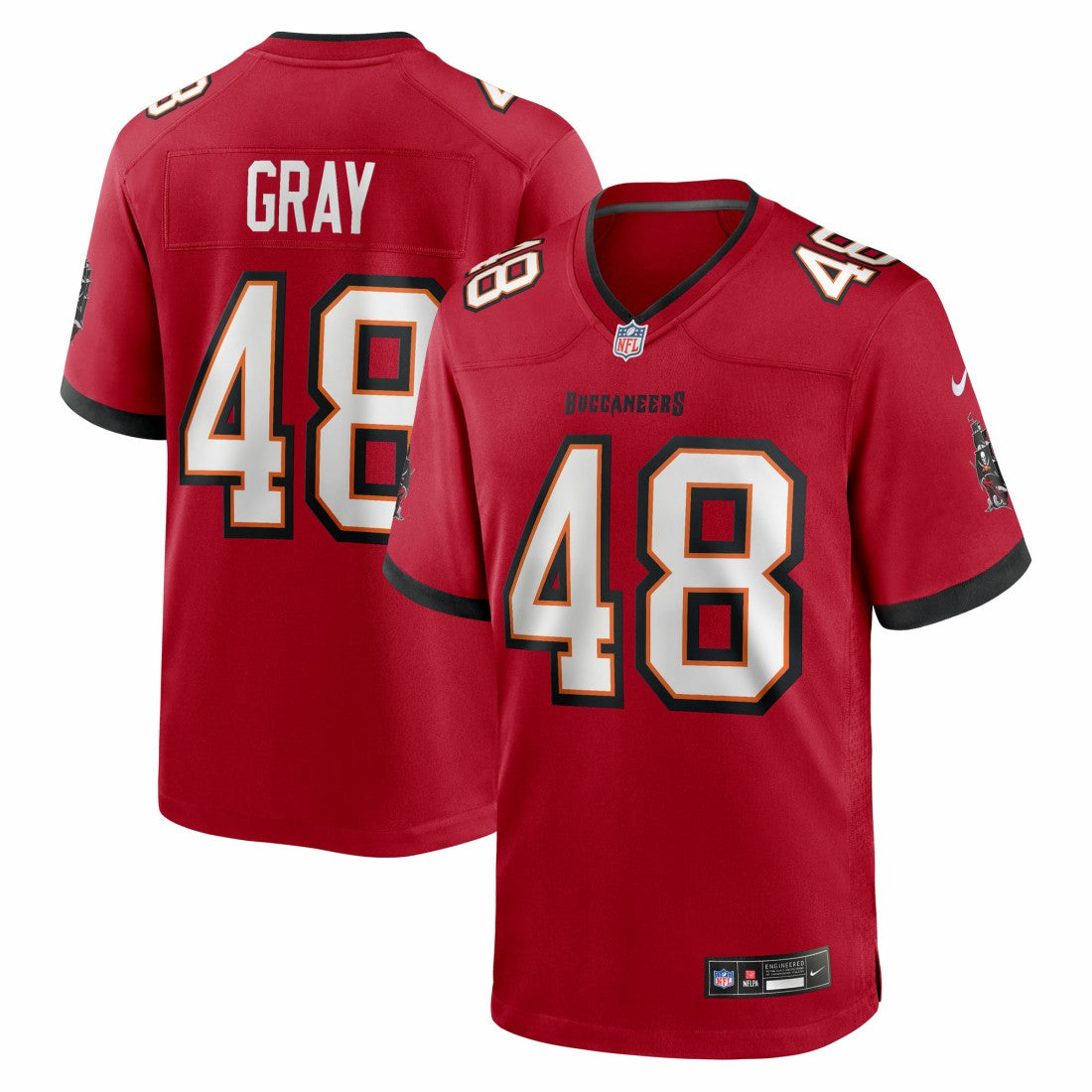 JT Gray Tampa Bay Buccaneers Team Game Jersey - Red Jerseys