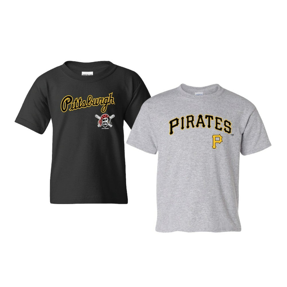 Pittsburgh Pirates Soft as a Grape Youth 2-Pack Logo T-Shirt Set - Black/Gray T-shirts