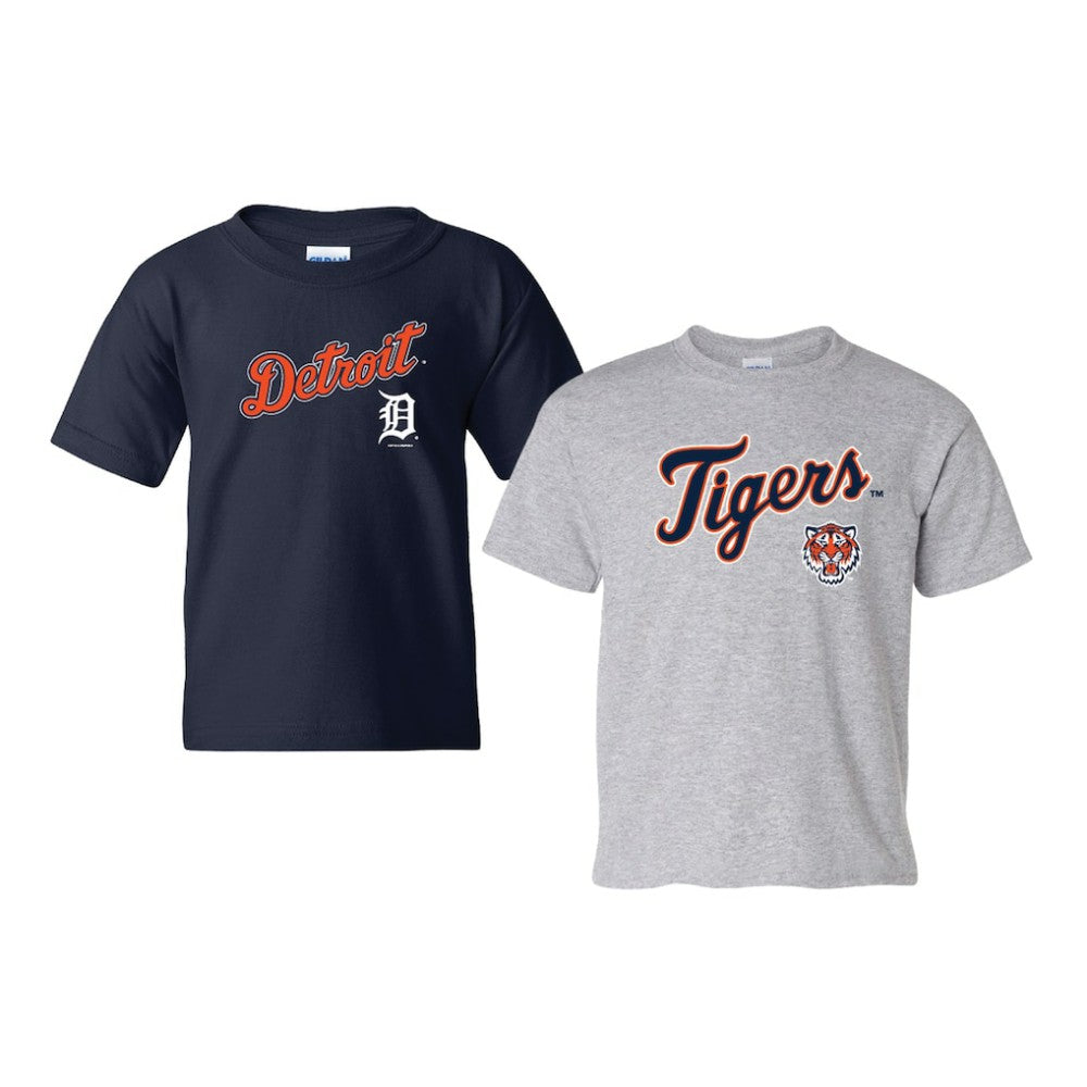 Detroit Tigers Soft as a Grape Youth 2-Pack Logo T-Shirt Set - Navy/Gray T-shirts