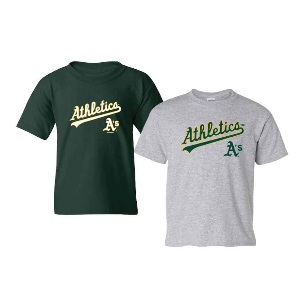 Athletics Soft as a Grape Youth 2-Pack Logo T-Shirt Set - Green/Gray T-shirts