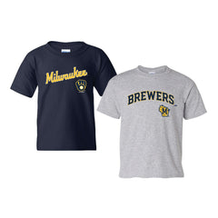 Milwaukee Brewers Soft as a Grape Youth 2-Pack Logo T-Shirt Set - Navy/Gray T-shirts