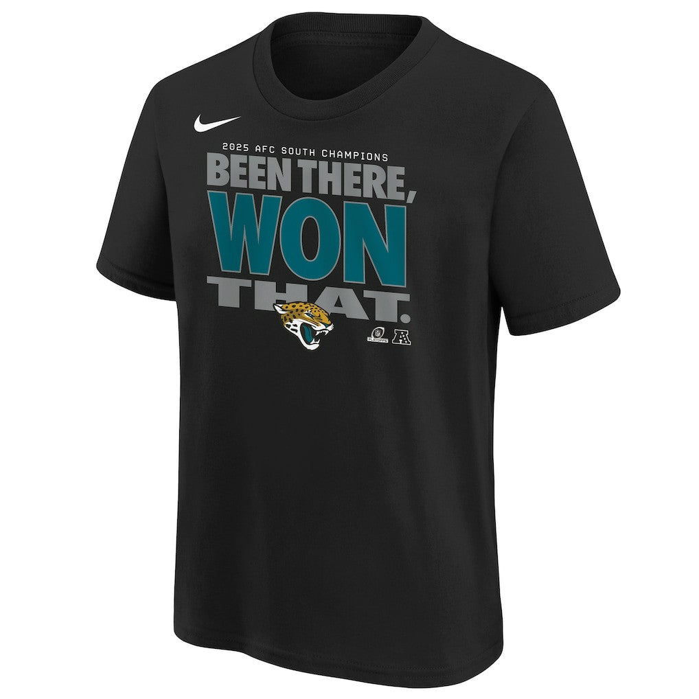 Jacksonville Jaguars Youth 2025 AFC South Division Champions Locker Room Trophy Collection T-Shirt - Black T-shirts