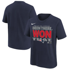 New England Patriots Youth 2025 AFC East Division Champions Locker Room Trophy Collection T-Shirt - Navy T-shirts