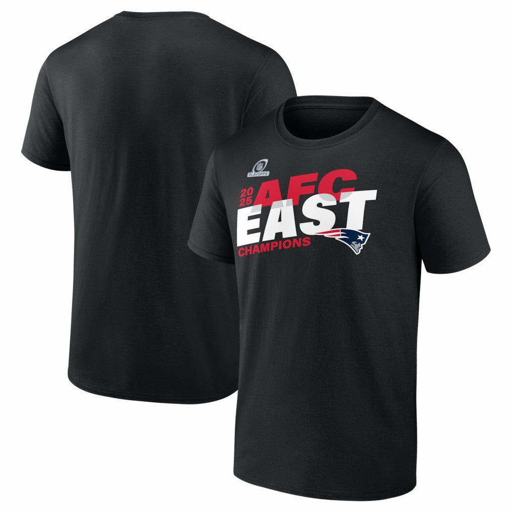 New England Patriots 2025 AFC East Division Champions Big & Tall Conquer T-Shirt - Black T-shirts
