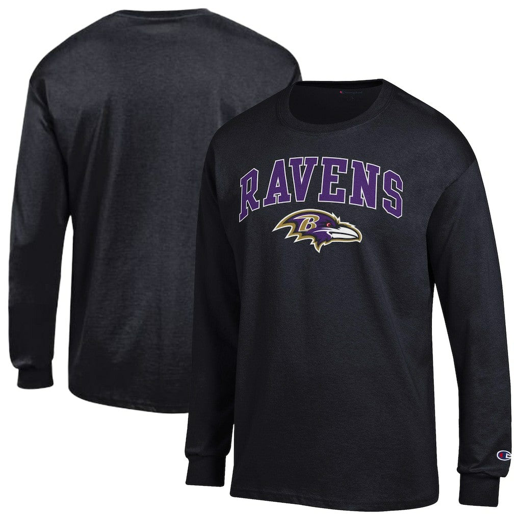 Baltimore Ravens Champion Arch Over Logo Long Sleeve T-Shirt - Black T-shirts