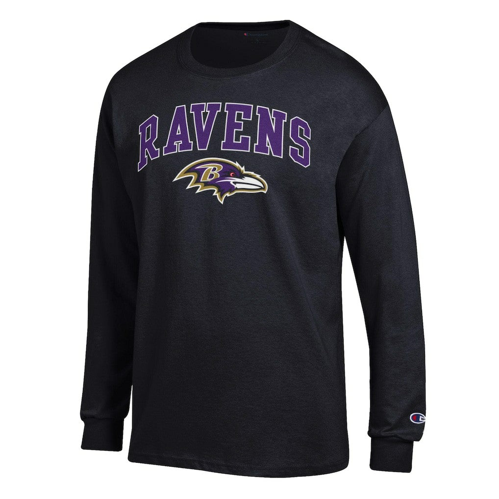 Baltimore Ravens Champion Arch Over Logo Long Sleeve T-Shirt - Black T-shirts