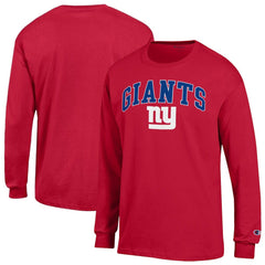 New York Giants Champion Arch Over Logo Long Sleeve T-Shirt - Red T-shirts