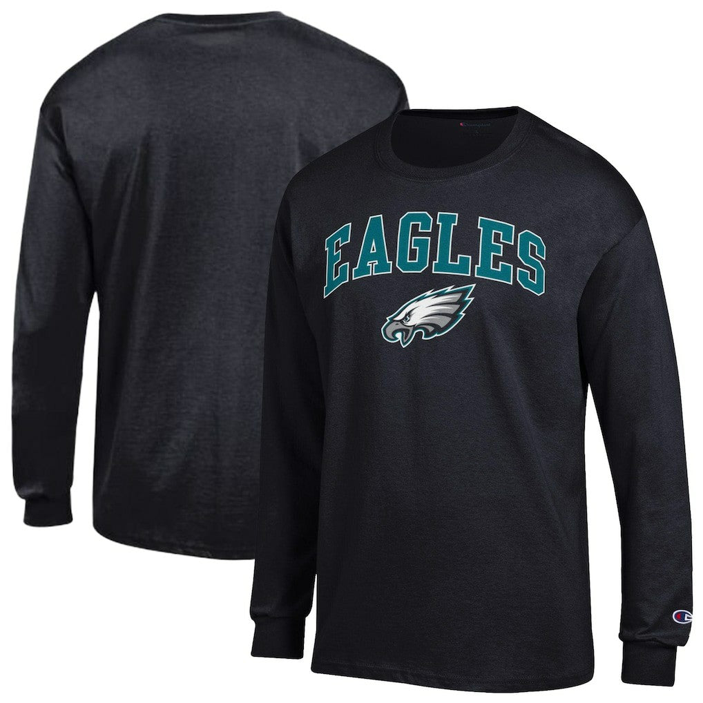 Philadelphia Eagles Champion Arch Over Logo Long Sleeve T-Shirt - Black T-shirts