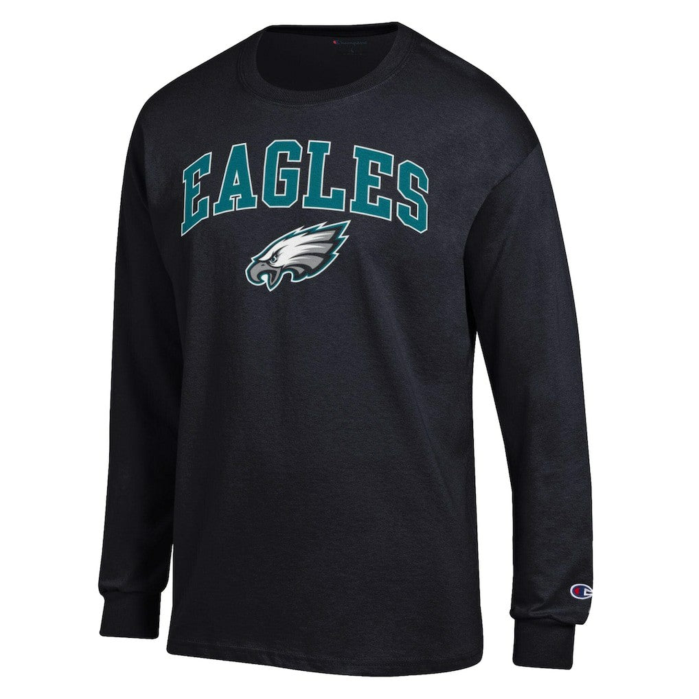 Philadelphia Eagles Champion Arch Over Logo Long Sleeve T-Shirt - Black T-shirts