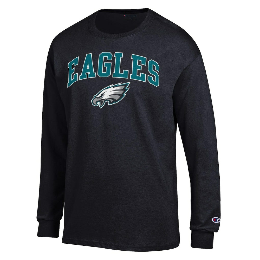 Philadelphia Eagles Champion Arch Over Logo Long Sleeve T-Shirt - Black T-shirts