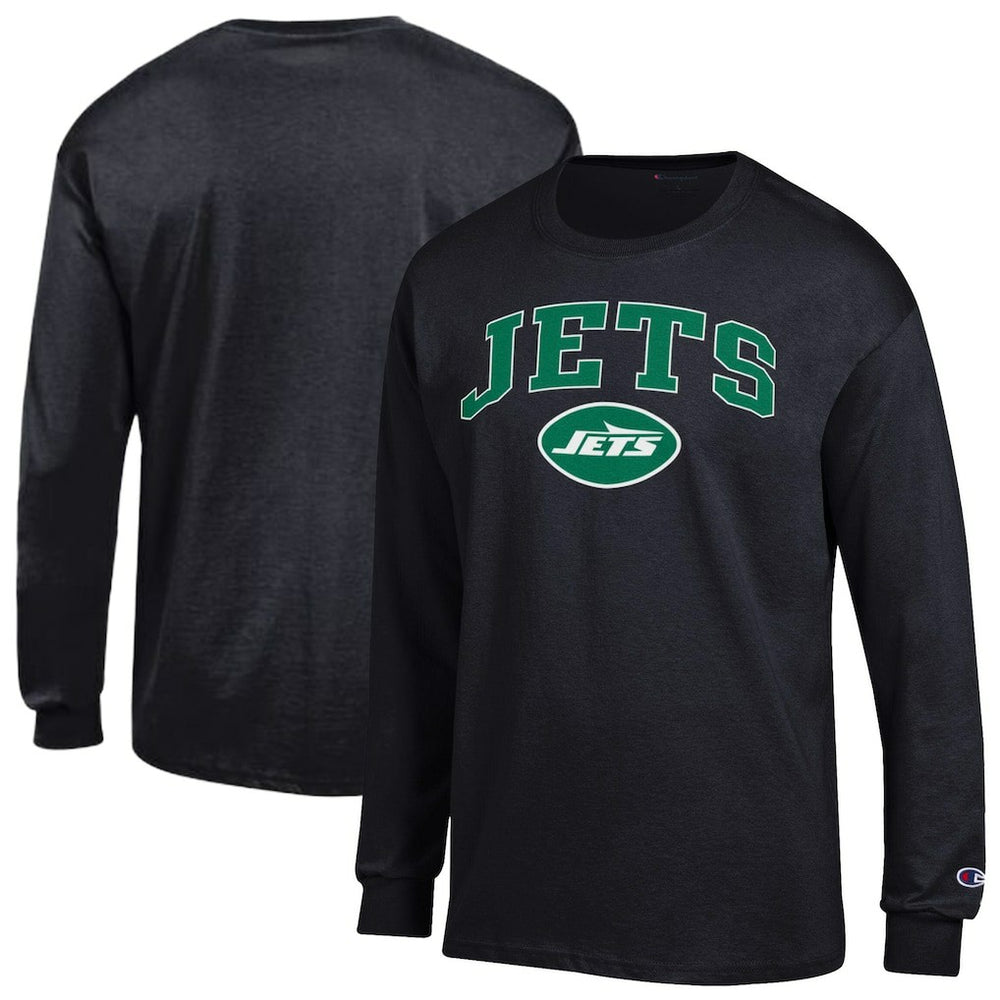 New York Jets Champion Arch Over Logo Long Sleeve T-Shirt - Black T-shirts
