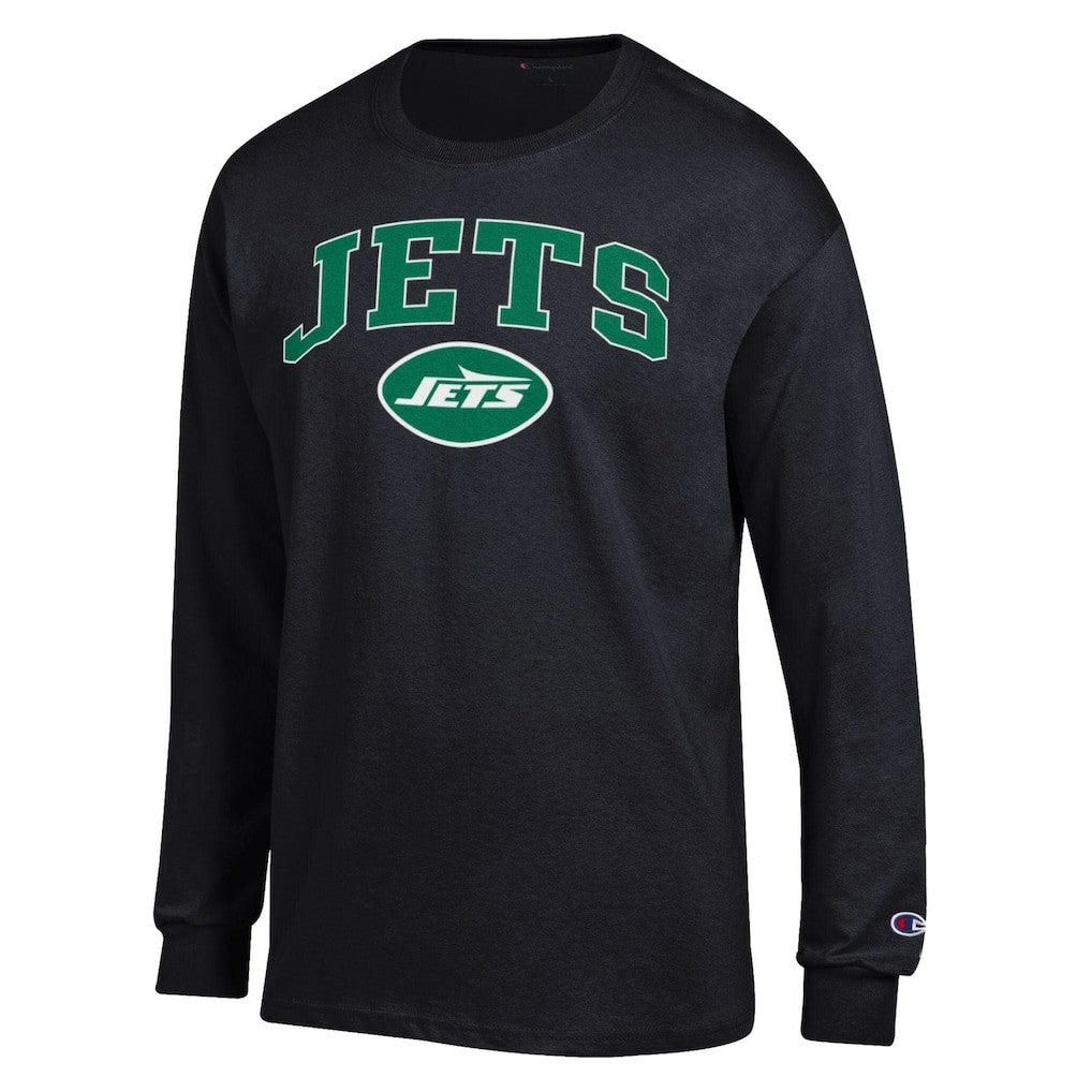 New York Jets Champion Arch Over Logo Long Sleeve T-Shirt - Black T-shirts