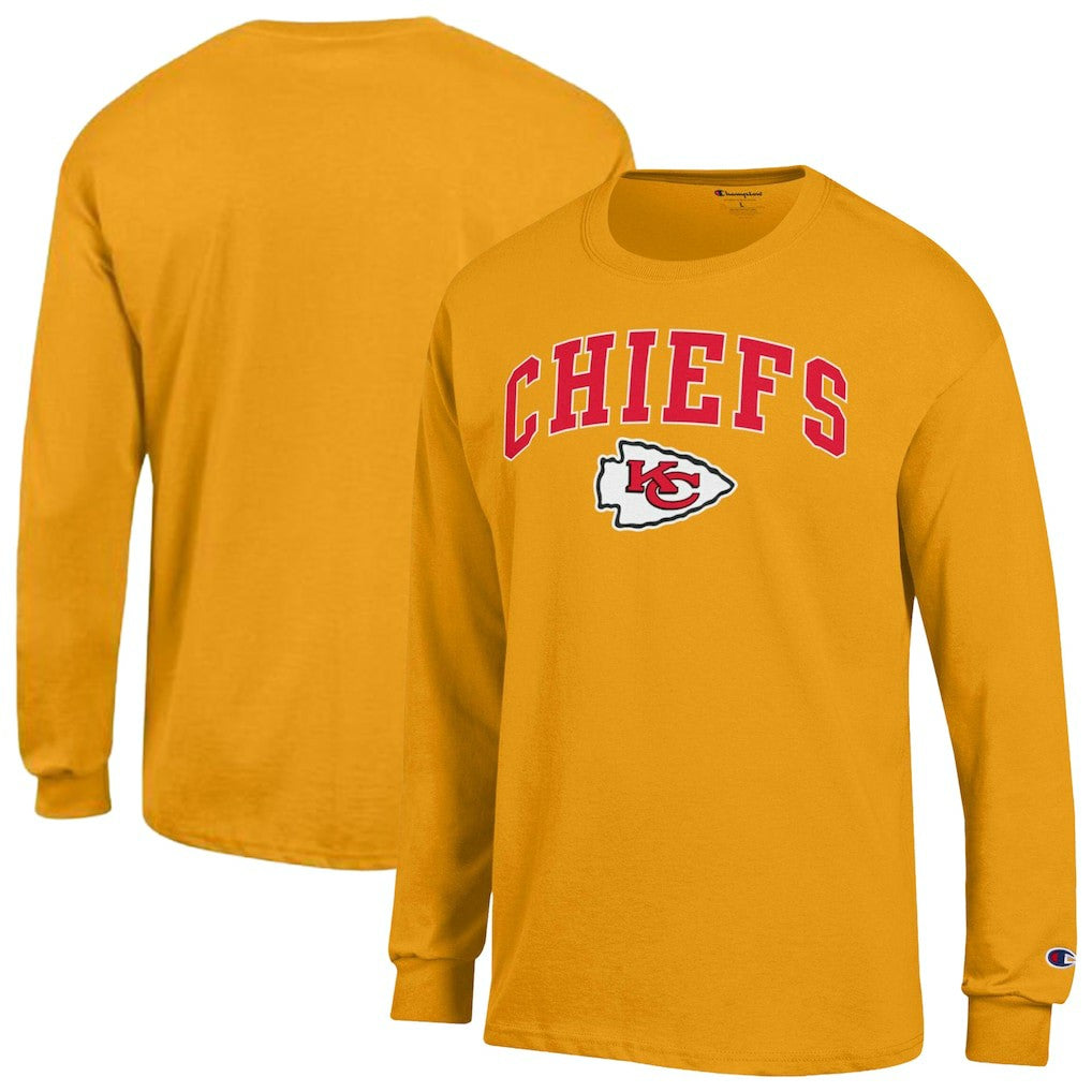 Kansas City Chiefs Champion Arch Over Logo Long Sleeve T-Shirt - Gold T-shirts