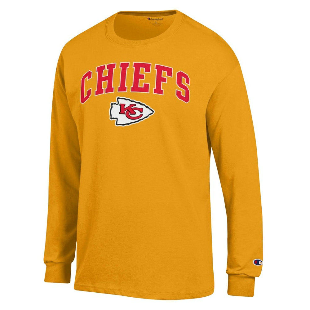 Kansas City Chiefs Champion Arch Over Logo Long Sleeve T-Shirt - Gold T-shirts